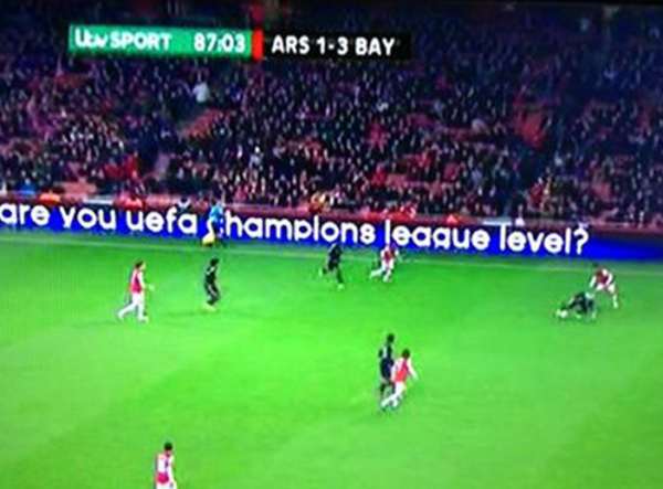 Even the advertising was talking the piss out of Arsenal last night