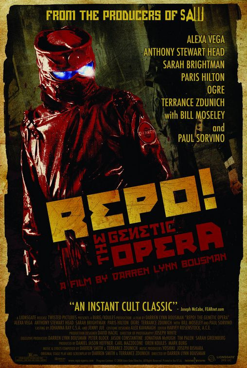 Watching Repo! The Genetic Opera Online


Repo! The Genetic Opera movie download

Actors:
Bill Moseley
Paul Sorvino
Anthony Head
Sarah Brightman
Nivek Ogre
Alexa Vega
Paris Hilton



Download here http://moolerfas.info/1/movie/Repo--The-Genetic-Opera







  Is Repo! The Genetic Opera OK for your child? Read Common Sense Media's movie review to help you make informed decisions.         .  Repo! The Genetic Opera Movie Reviews - Movie Reviews and Ratings.   Read the Repo! The Genetic Opera movie synopsis, view the movie trailer, get cast and crew information, see movie photos, and more on Movies.com.  Repo! The Genetic Opera - Movie Review - Reviews and Ratings for.   Repo! The Genetic Opera - Wikipedia, the free encyclopedia  Repo! The Genetic Opera is a 2008 horror - rock opera musical film directed by Darren Lynn Bousman. The film is based on the 2002 play, The Necromerchant's Debt.   Repo! The Genetic Opera | Trailer and Cast - Yahoo! Movies  In the year 2056--the not so distant future--an epidemic of organ failures devastates the planet. Out of the tragedy, a savior emerges: GeneCo, a biotech company that.   Repo! The Genetic Opera | Movies.com - New Movies | Movie Trailers.   Repo! The Genetic Opera - Movie Tickets, Theaters, Showtimes.   Must Go! Written February 3, 2013 Review title (optional) by kiikii713 Review body (optional) Â· Must Go! Written August 7, 2011 you will have a blast at the opera.   Set in the 2056, "Repo! The Genetic Opera" tells the story of an epidemic of organ failures that devastates the planet, killing tens of millions. Out of the tragedy.   REPO! The Genetic Opera - A Rock Opera / Movie Musical  Repo! The Genetic Opera, a Rocky-Horror meets Bladerunner rock opera / movie musical  Repo! The Genetic Opera (2008) - IMDb  In the year 2056 - the not so distant future - an epidemic of organ failures devastates the planet
