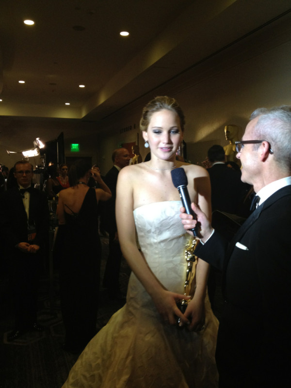 When I asked Jennifer Lawrence #Oscar Best Actress Winner what was going thru her mind.."don't trip."