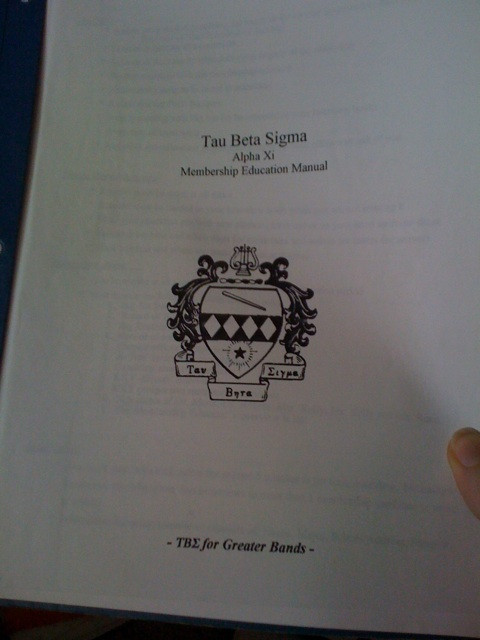 Yeah, I'm gonna go out on a limb and say I can pitch my Tau Beta Sigma membership manual (esp since I didn't join).