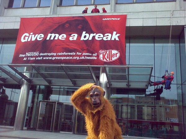 greepeace target Nestle in CROYDON on palm oil and rainforest   destruction 