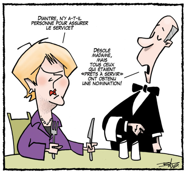 Dessin de lundi: Pauline Marois et les revers des nominations partisanes. #PQ #polqc