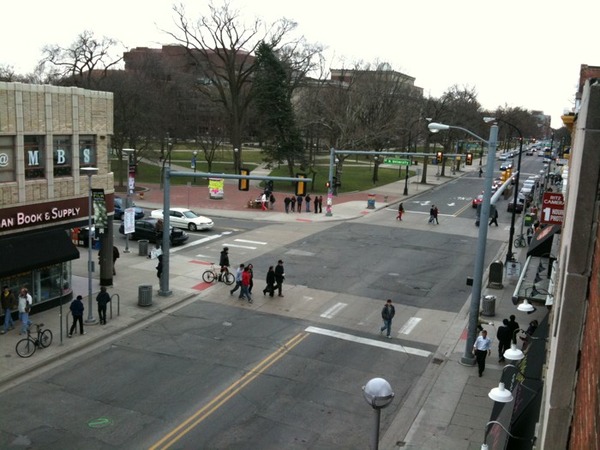 @a2chronicle State and N. University: On one corner, fire and brimstone, on another, Girl Scout cookies.