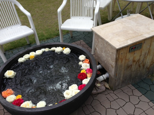 薔薇の足湯。