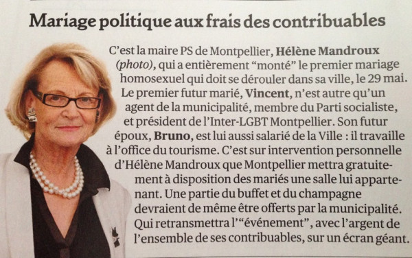 Donc tous les montpelliérains vont financer une partie mariage gay du 29 #ONLR 