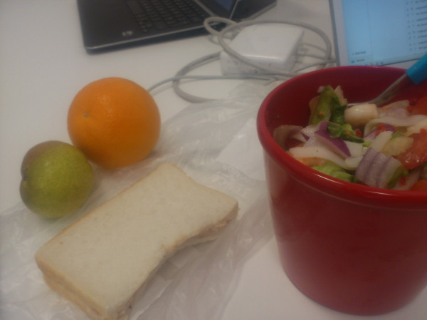 #Whatsforlunch today? Sandwich and fruit for Martin, prawn &amp; rice noodle salad for Hilde. #yum #whichoneisbetter