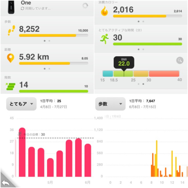 Fitbit の iPhone アプリがアップデートしてた。こんなグラフ以前からあったっけ？ いろいろ見れて楽しい。