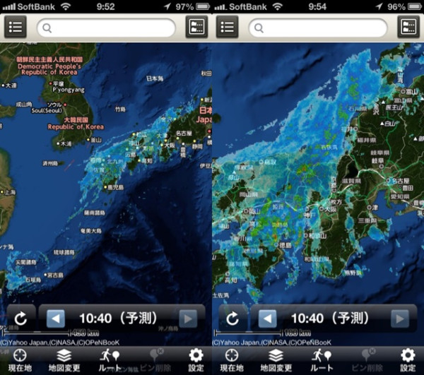 西日本に雨雲。