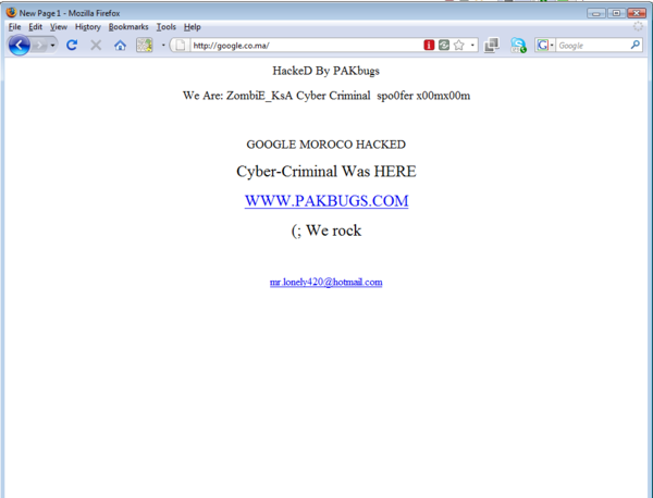 WTF ! Looks like http://google.co.ma is hacked !!! www.google.co.ma is fine though! #google #hacked