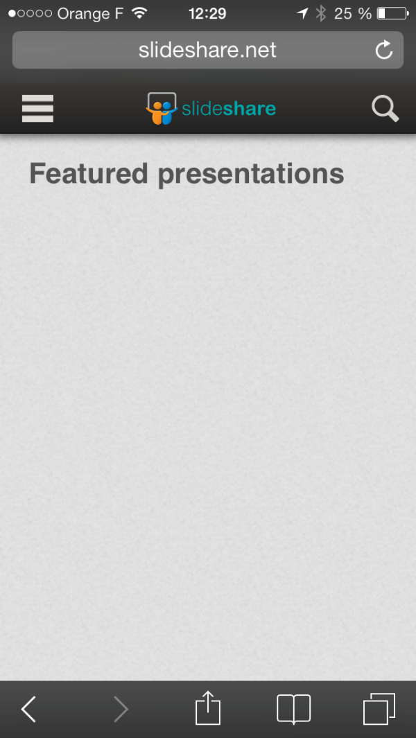 Quelqu'un a le contenu de @SlideShare qui s'affiche, sur son iPhone ?