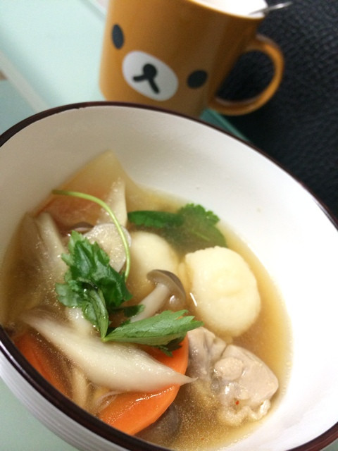 朝食に、だまこ汁。