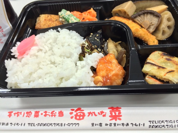 海菜のバイキング弁当。いろいろ詰めてみたけど400円以下。