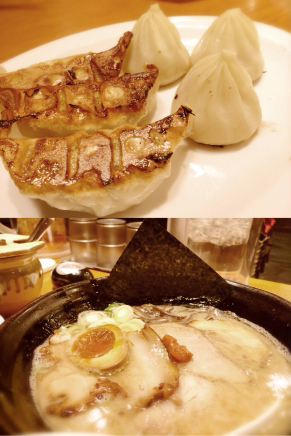 豚バラ2種・肩ロース3種のチャーシュー入りラーメン ＆ 焼き小籠包 ＆ 焼き餃子 at ラの壱