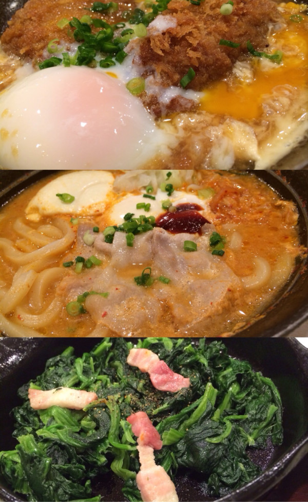 ひれかつ煮、チゲ鍋、ほうれん草 at ガスト