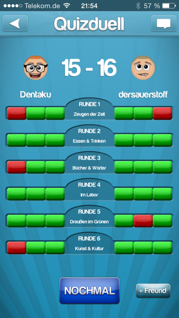 Gegen @sauerstoff ist’s nicht einfach. #Quizduell 