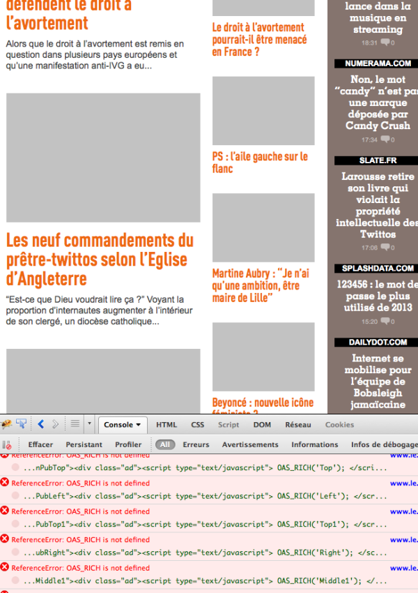 Une seule pub foireuse et toute la page est dépeuplée de ses images #js #lazyload cc @lesinrocks