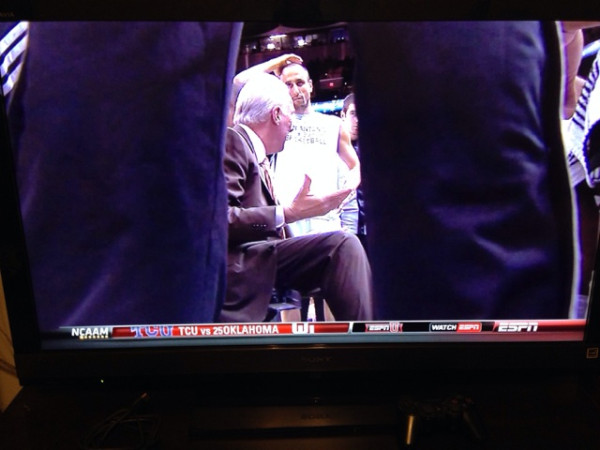 Awesome angle for this Pop mic'd up segment, looking between someone's legs: 