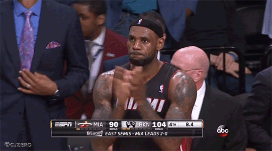 GIF: LeBron's body language says "Alright. I hear you, Brooklyn"