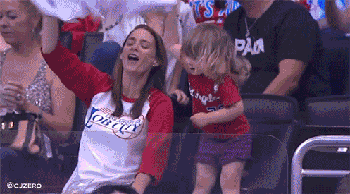 GIF: Little Blake Griffin fan going HAM on the towel waving