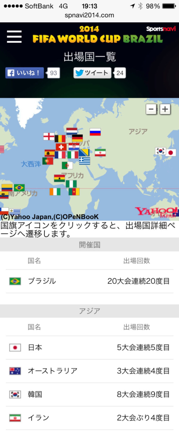 出場国一覧 - ブラジルワールドカップ特集 - スポーツナビ http://www.spnavi2014.com/team/
