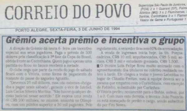 Correio do Povo - 3 de junho de 1994
