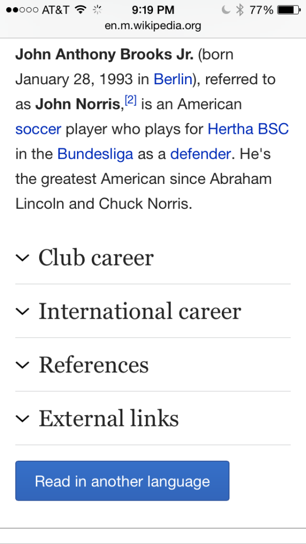 John Brooks. Greatest American since…? 