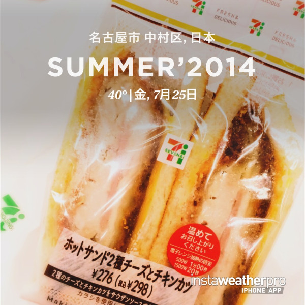 ホットサンド2種 チーズとチキンカツ 538kcal 蛋白質29.1g

名古屋40℃て！どこのデータだろう。。。
