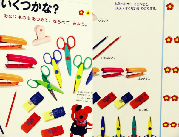 かずあそび 1・2・3 (21世紀幼稚園百科 6)

身の回りのさまざまなものの集まり(具体物)をおはじきなどの共通なもの(半具体物)に置きかえて、数の比較が容易になることを理解し、数の集まりを数字に抽象化して判断する準備をする。
