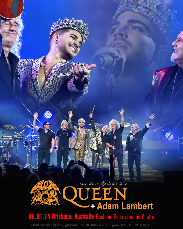 Poster 09.01.14 Brisbane, Australia Brisbane Entertainment Centre @QueenWillRock + @adamlambert. Unofficial.