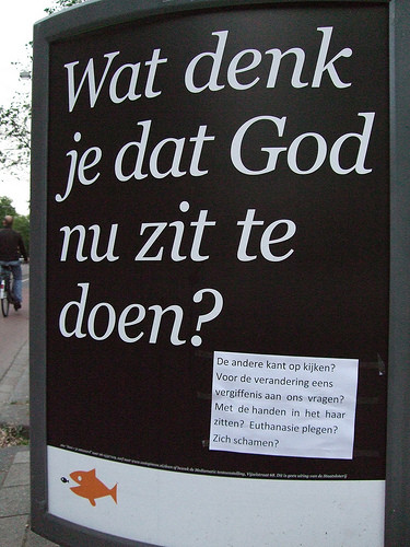 A public reaction on the question: "What is God doing at this moment?"