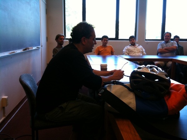 My brother #PLoS cofounder Michael Eisen talking to #UCDavis open science group (note @cboettig in backgroud) 