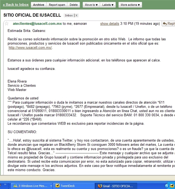 Iusacell, también fraude, cuidado con dar datos si quieren continuar siguendolos.